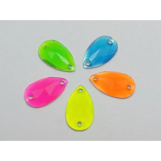 Sundaylace Creations & Bling Resin Gems 10*18mm Neon Teardrop, Sew on, Resin Gems