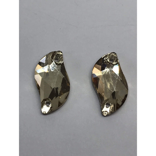 Sundaylace Creations & Bling Glass Gem Light Smoky Topaz 10*20mm S or Leaf Shaped Sew on Glass Gem