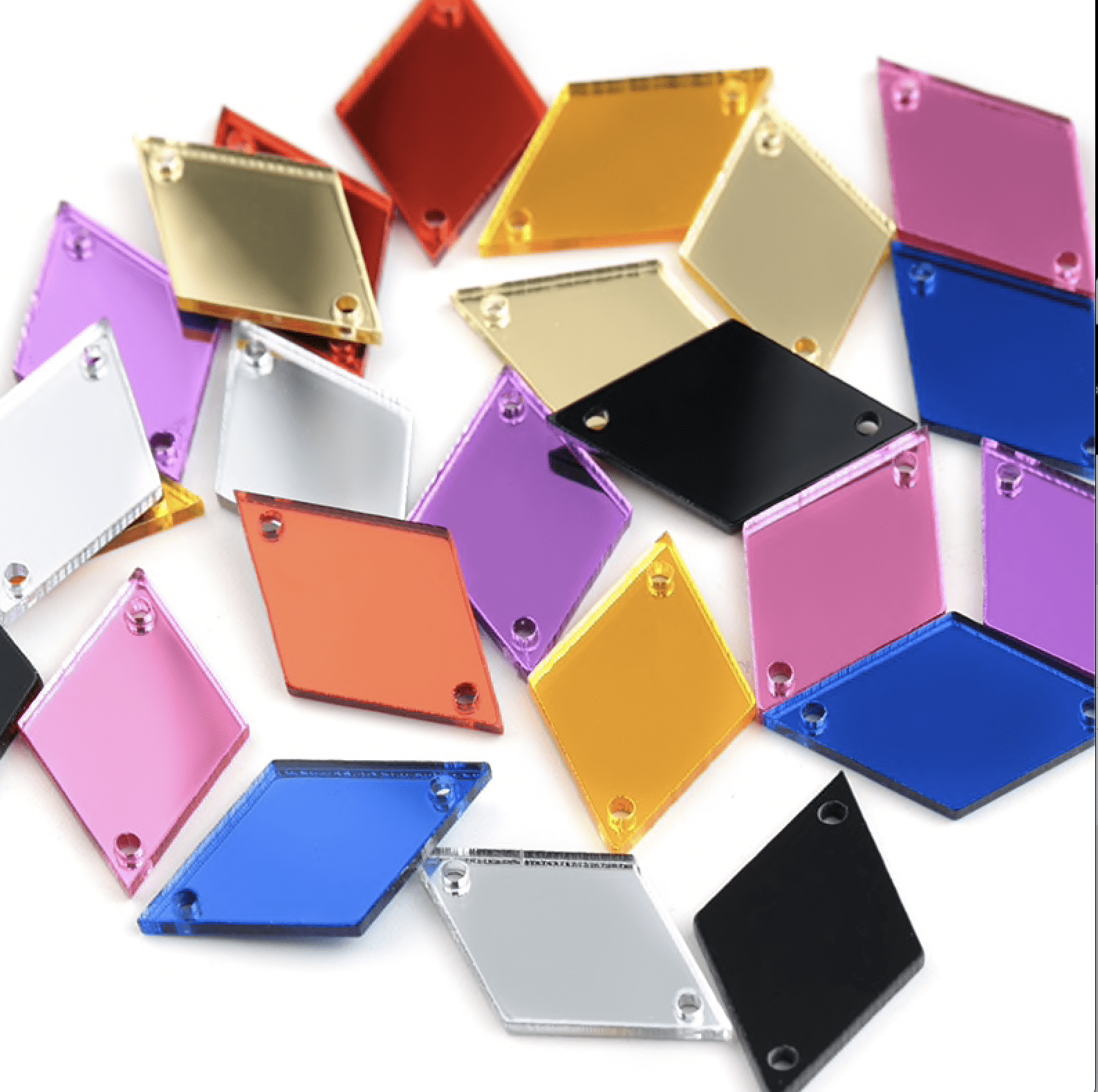 Sundaylace Creations & Bling Mirror Gems 10*25mm & 25*41mm Coloured Reflective Mirror,  Rhombus Diamond Shaped, Sew on, Mirror Gem