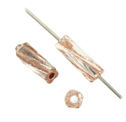 Sundaylace Creations & Bling Bugles Beads 10*3.5mm Corolla Super twisted Crystal Copper * Rose Gold* Silver Lined Large, Tube Bugle Bead