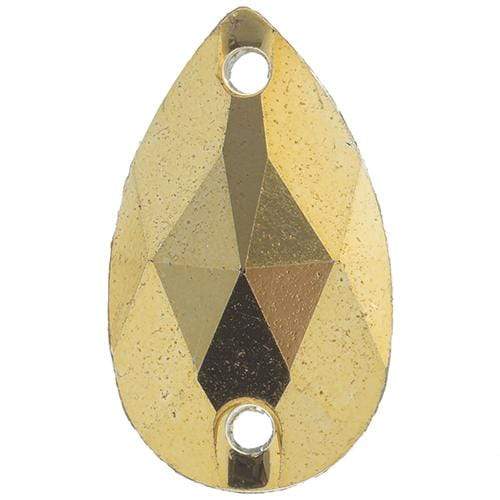 Sundaylace Creations & Bling Resin Gems 10.5*18mm 10.5*18mm & 17*28mm Metallic Gold Teardrop Sew on, Resin Gem