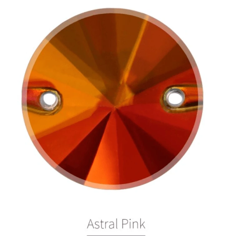 Sundaylace Creations & Bling Fancy Glass Gems 10mm & 12mm Astral Pink *Hints of Orange* Flame High Quality Rivoli, Sew on, Fancy Glass Gem Sold in pairs