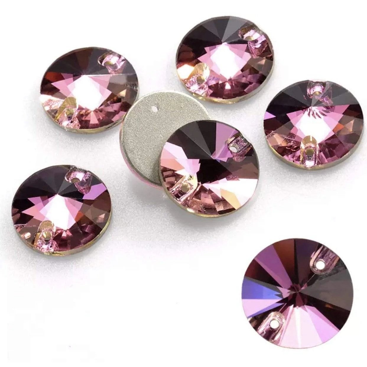 Sundaylace Creations & Bling Fancy Glass Gems 10mm Rose-Peridot Flame Rivoli Multi-relfective, Sew on, Fancy Glass Gem