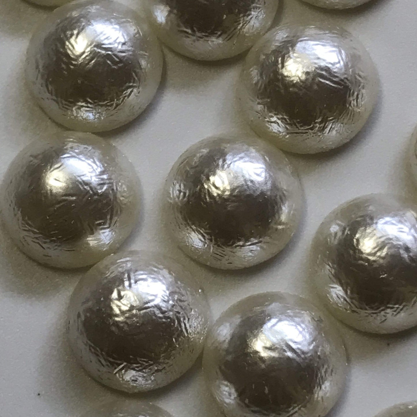 Sundaylace Creations & Bling Resin Gems 10mm & 12mm Textured Ivory Pearl Glue on Resin Gem *Crushed Pearl Texture* Sold in pair