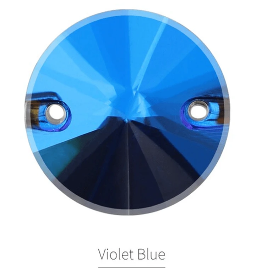 Sundaylace Creations & Bling Fancy Glass Gems 10mm & 12mm Violet-Blue Flame High Quality Rivoli, Sew on, Fancy Glass Gem Sold in pairs