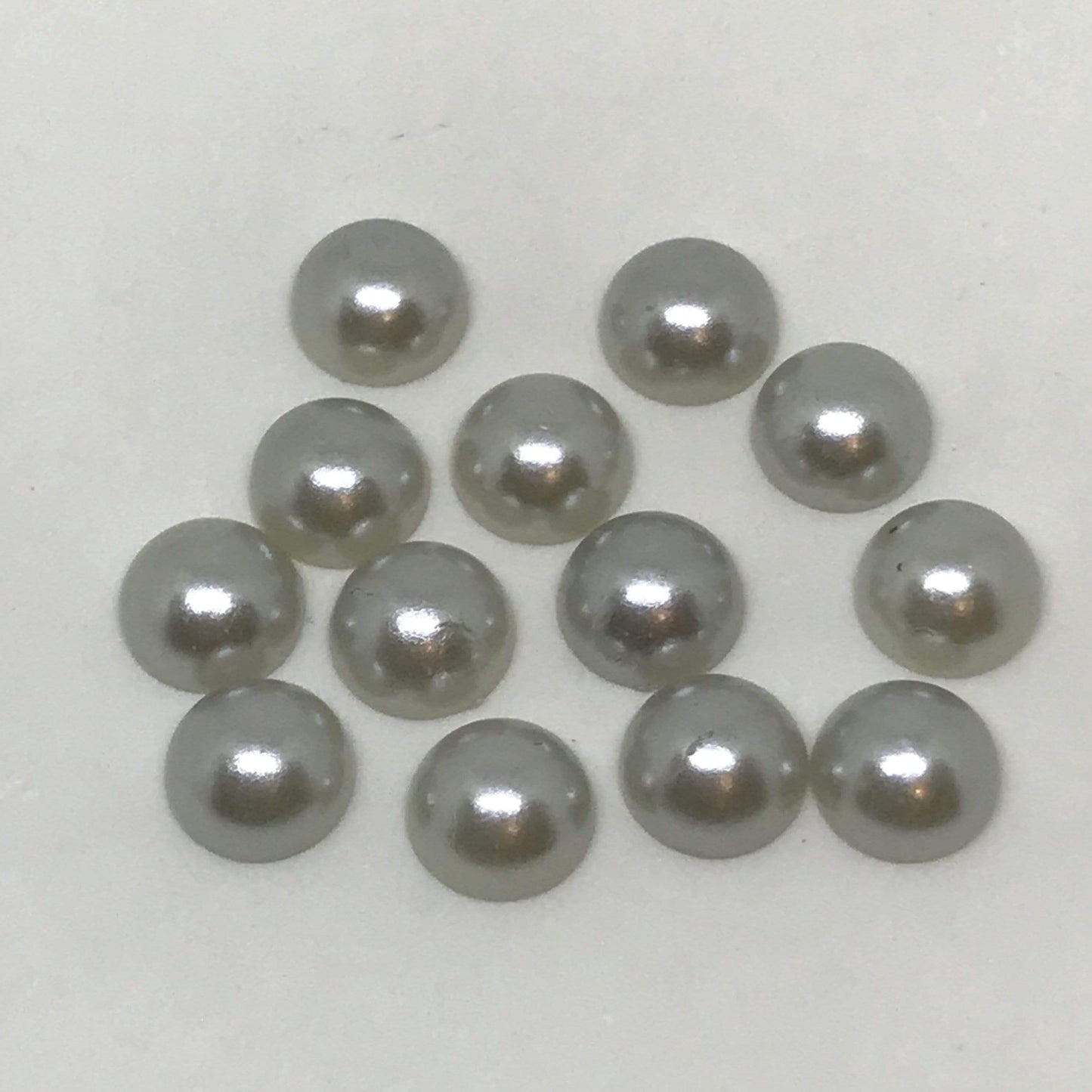 10mm, 10mm Grey Pearl, 12mm Grey Pearl Glue on, Resin Gem, (Sold in Pair)
