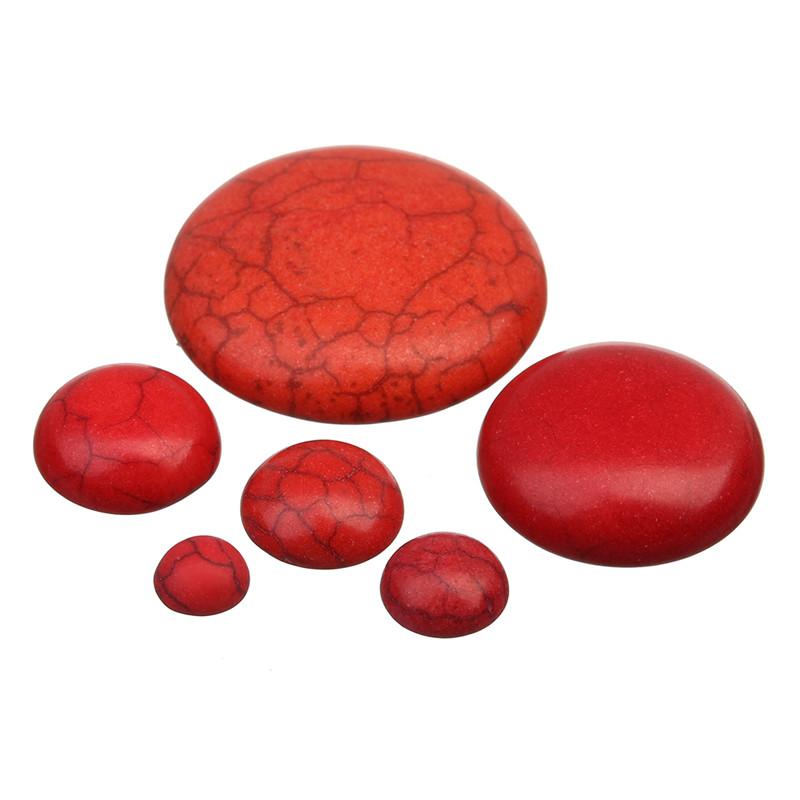 Sundaylace Creations & Bling Stone Gem 10mm-14mm Semi-Precious Red Dyed Howlite Round Stone, Round Shape, Glue on, Stone Gem Sold in pairs