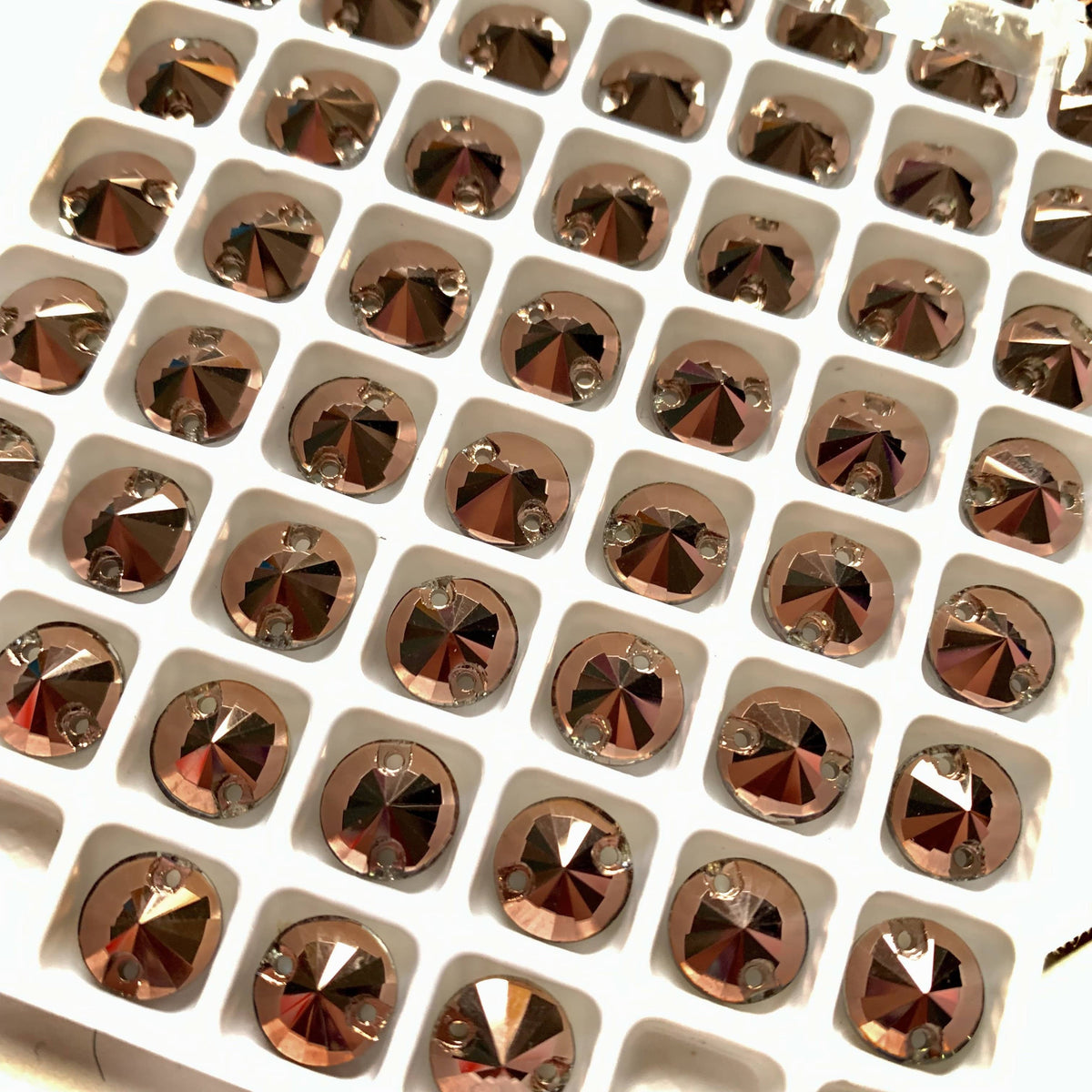 Sundaylace Creations & Bling Fancy Glass Gems 8mm Rose Gold 8mm, 10mm, 12mm Rose Gold Metallic Rivoli, sew on, fancy glass gem
