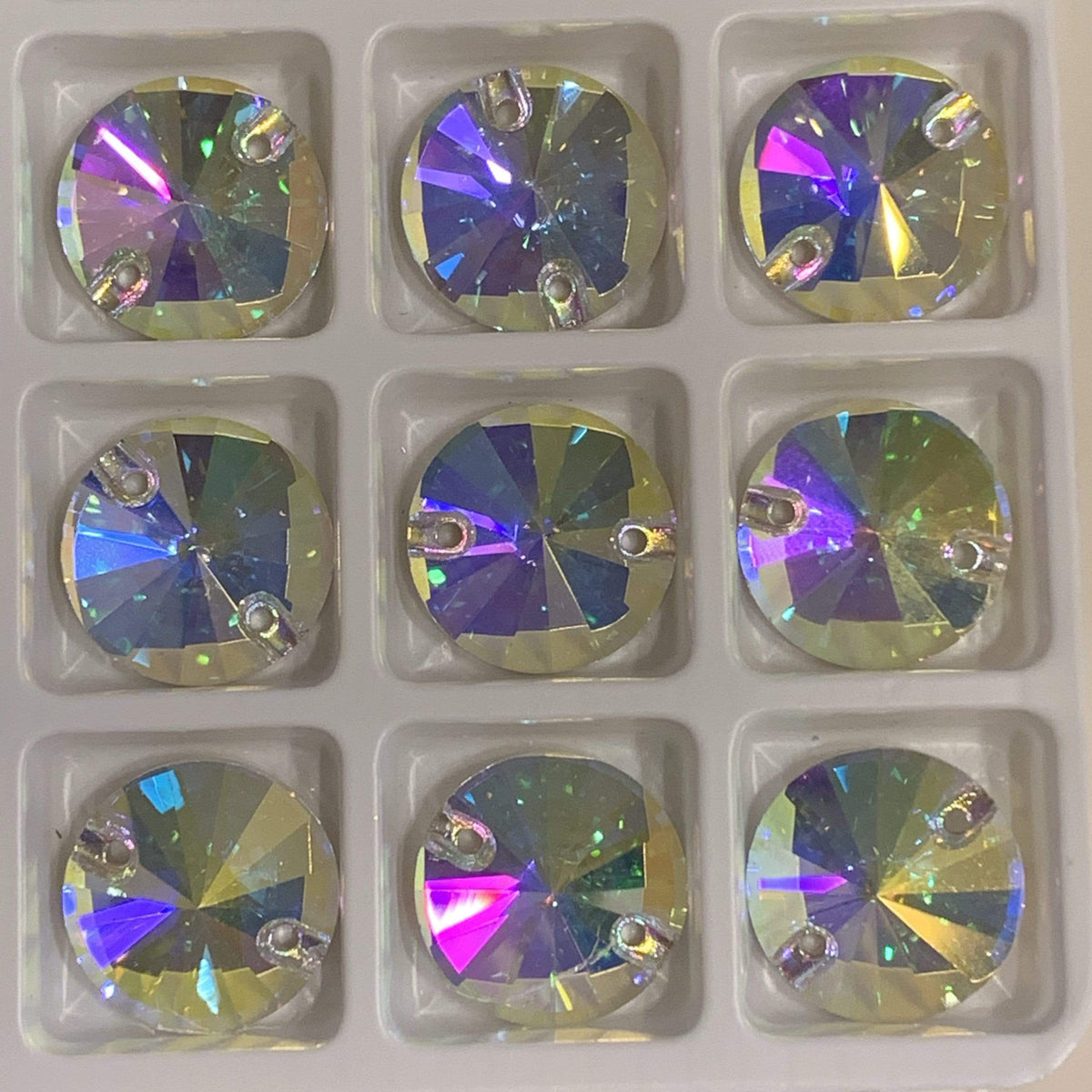 Sundaylace Creations & Bling Fancy Glass Gems 10mm-18mm AB Rivoli, Grade AAAAA High Quality, Sew on, Fancy Glass Gem