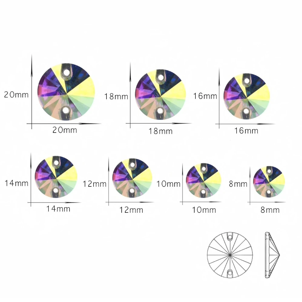 Sundaylace Creations & Bling Fancy Glass Gems 18mm 10mm-18mm AB Rivoli, Grade AAAAA High Quality, Sew on, Fancy Glass Gem