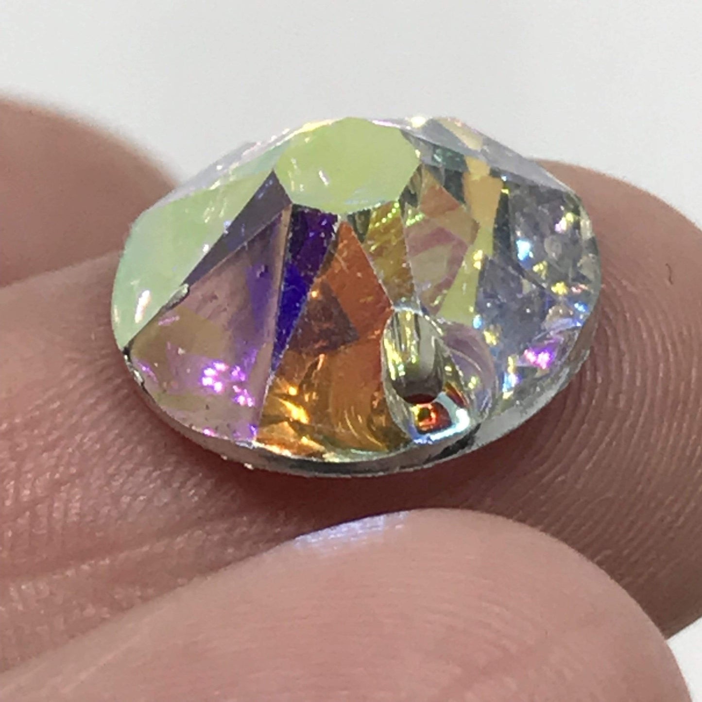 Sundaylace Creations & Bling Resin Gems 12mm AB Resin Rivoli with flat top fancy design, Sew on, Resin Gems