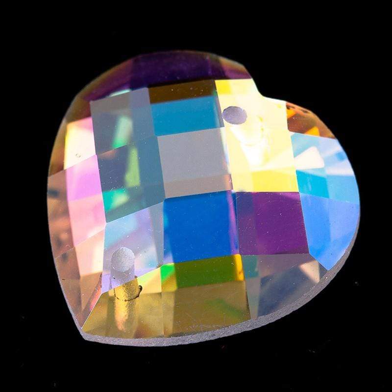 Sundaylace Creations & Bling Fancy Glass Gems 10mm AB Checkered Heart Shaped High Quality, Sew on, Flat back Fancy Glass Gem (Sold in Pair)