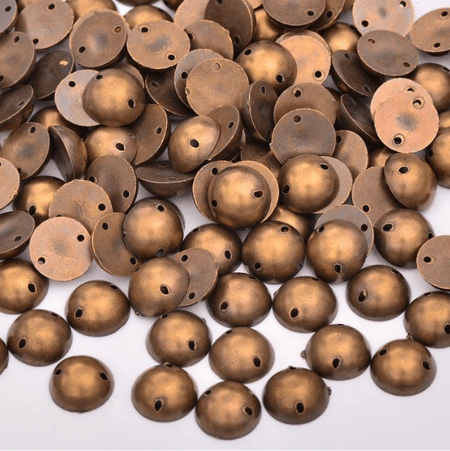 Sundaylace Creations & Bling Resin Gems 10mm Antique Copper Rivoli, Sew on, Metallic Resin Gems (Sold in Pair)