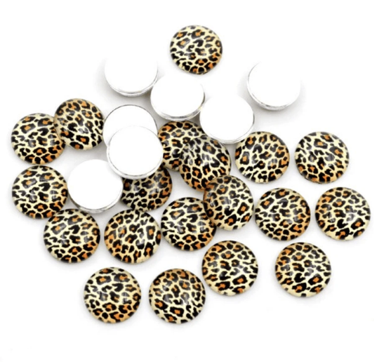 Sundaylace Creations & Bling Resin Gems Brown/Topaz Cheetah 10mm Cheetah Colourful Animal Acrylic Printed Gem, Glue on, Resin Gems