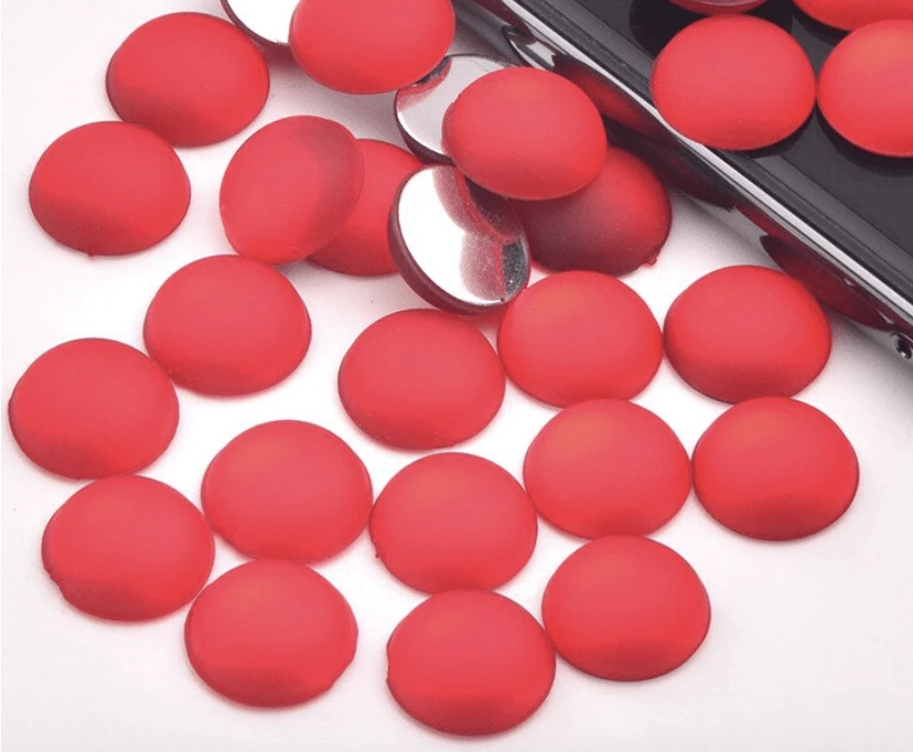 10mm, Frosted Red, Frosted Matte Cat Eye Reflective, Glue on, Resin Gems, Resin Gem, (Sold in Pair)
