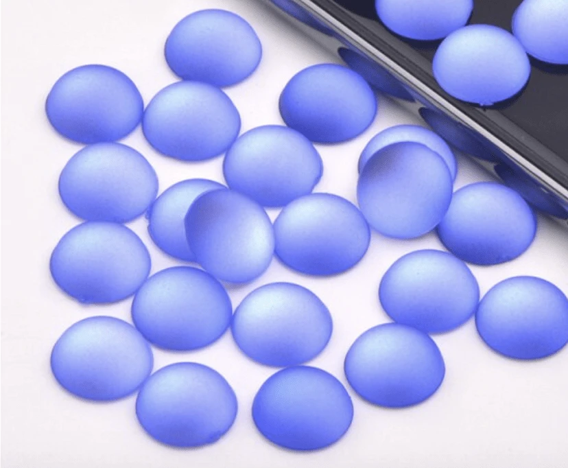 10mm, Frosted Dark Blue, Frosted Matte Cat Eye Reflective, Glue on, Resin Gems, Resin Gem, (Sold in Pair)