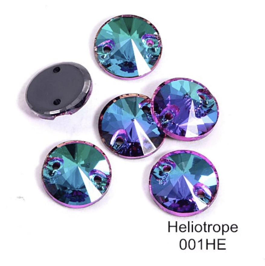 Sundaylace Creations & Bling Fancy Glass Gems 10mm or 12mm Green Flame Rivoli (*hints of purple) Multi-reflective, Sew on, Fancy Glass Gem