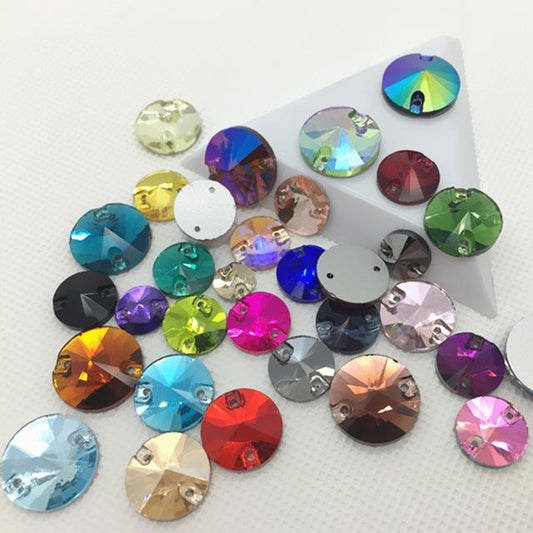 Sundaylace Creations & Bling Glass Gem 10mm Rivoli Glass Gem, Sew On (Multiple colours)