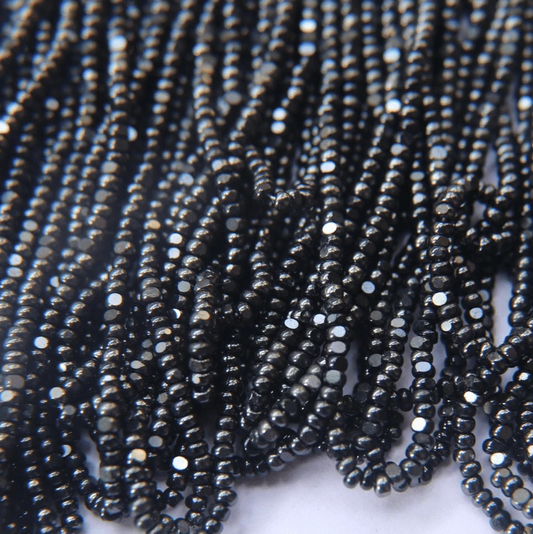 11/0 Charlotte Cut *Premium SHEEN India Seed Bead- Metallic Jet Hematite *10g Hank* Charlotte Cut Seedbeads