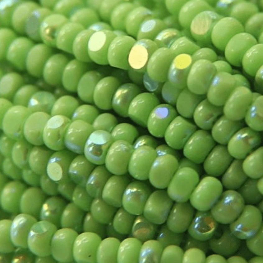 11/0 Charlotte Cut *Premium SHEEN India Seed Bead- Opaque Lime Aurore Boreale (AB) *10g Hank* Charlotte Cut Seedbeads