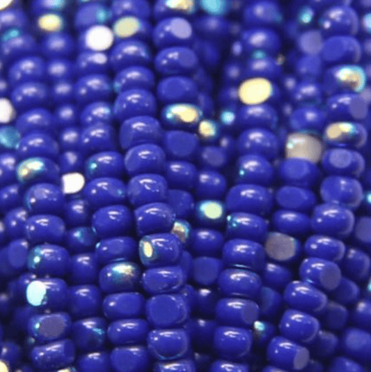 11/0 Charlotte Cut *Premium SHEEN India Seed Bead- Opaque Patina Medium Blue Aurore Boreale  (AB) *10g Hank* Charlotte Cut Seedbeads