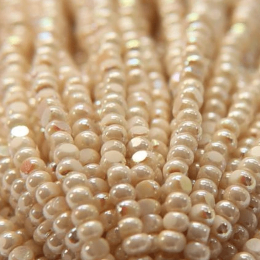 11/0 Charlotte Cut *Premium SHEEN India Seed Bead- Patina Ivory Aurore Boreale (AB) *10g Hank* Charlotte Cut Seedbeads