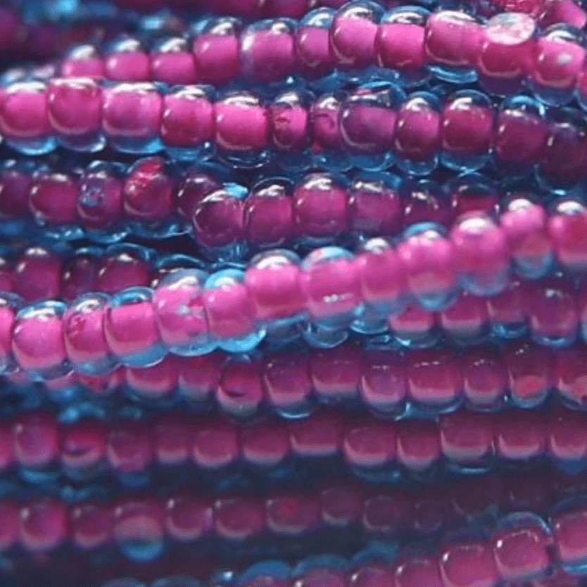 11/0 Charlotte Cut Seed Bead- Colour Lined Aqua Fuchsia Lined *10g Hank* Charlotte Cut Seedbeads