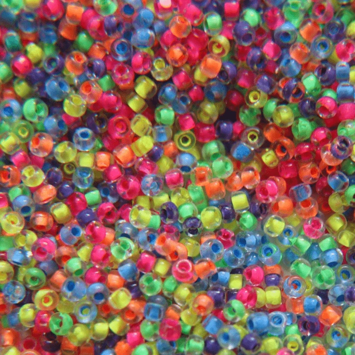 11/0 Charlotte Cut Seed Bead- Colour Lined Neon MIX *10g Hank* Charlotte Cut Seedbeads