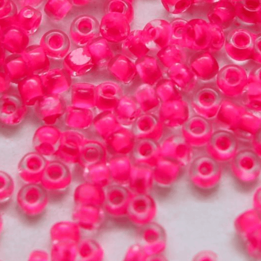 11/0 Charlotte Cut Seed Bead- Colour Lined Neon Pink  *10g Hank* Charlotte Cut Seedbeads