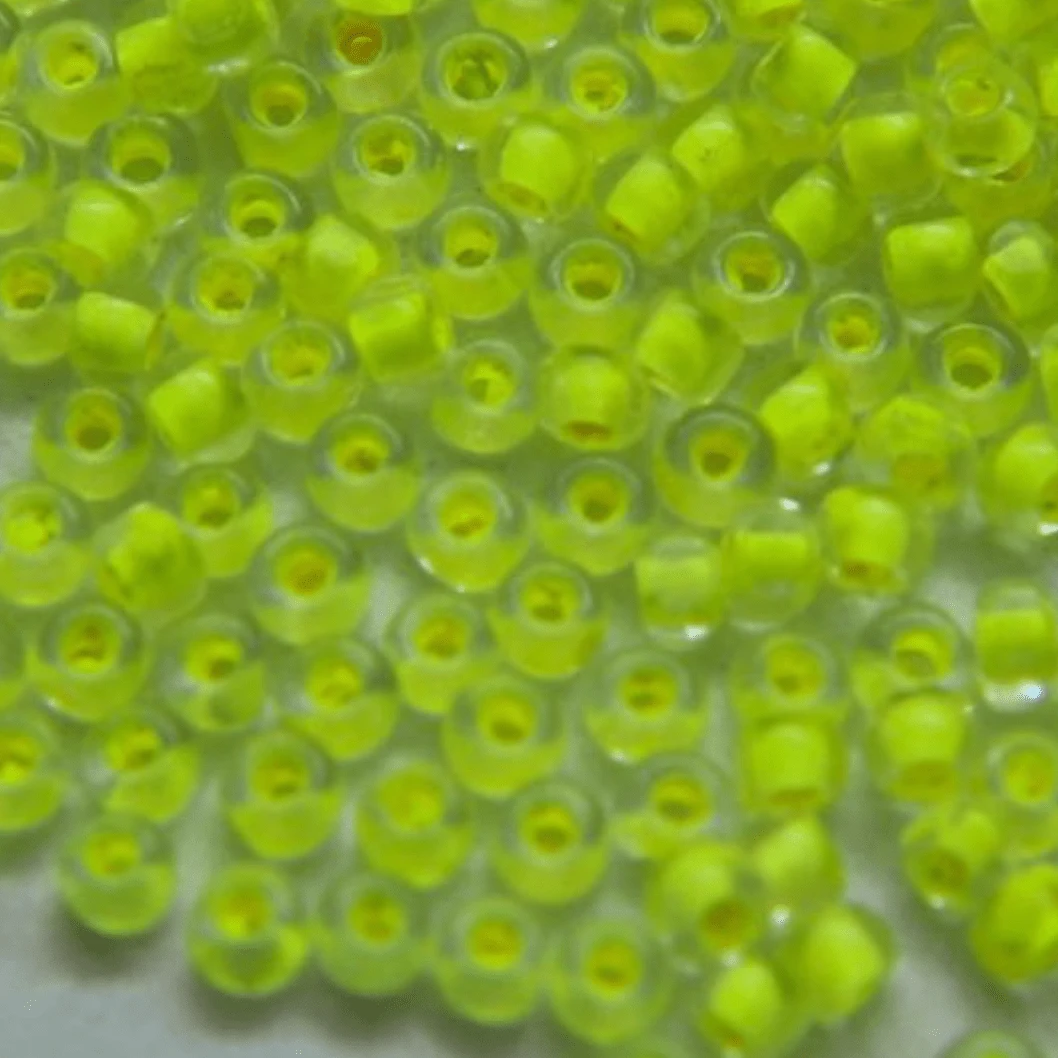 11/0 Charlotte Cut Seed Bead- Colour Lined Neon Yellow *10g Hank* Charlotte Cut Seedbeads