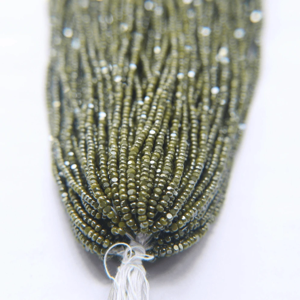 11/0 Charlotte Cut Seed Bead- Ionized Opaque Olivine Green *10g Hank* Charlotte Cut Seedbeads