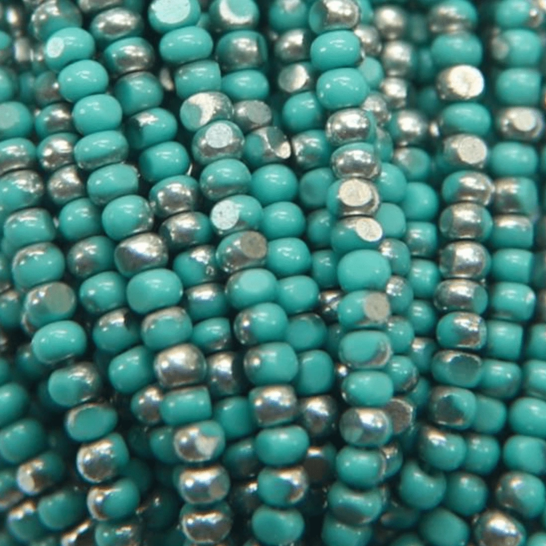 11/0 Charlotte Cut Seed Bead- Patina Opaque Aqua Green Silver *10g Hank* Charlotte Cut Seedbeads