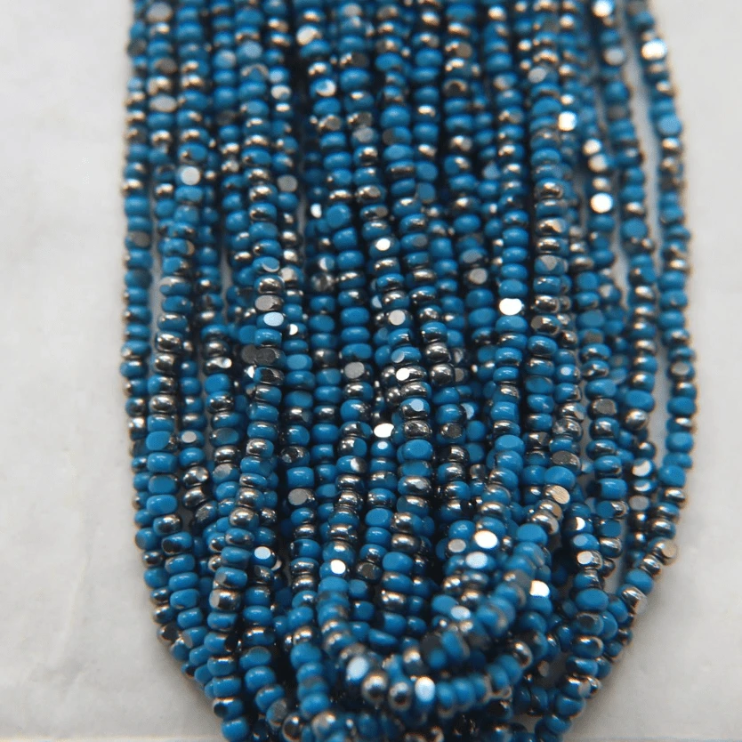 11/0 Charlotte Cut Seed Bead- Patina Slate Blue Opaque Silver *10g Hank* Charlotte Cut Seedbeads