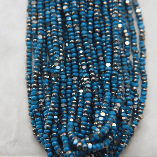 11/0 Charlotte Cut Seed Bead- Patina Slate Blue Opaque Silver *10g Hank* Charlotte Cut Seedbeads