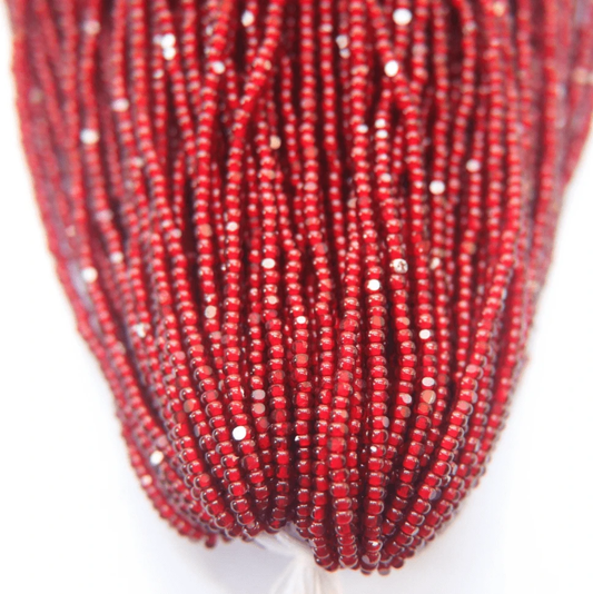 11/0 Charlotte Cut Seed Bead- White Lined Burgundy Red *10g Hank* Charlotte Cut Seedbeads