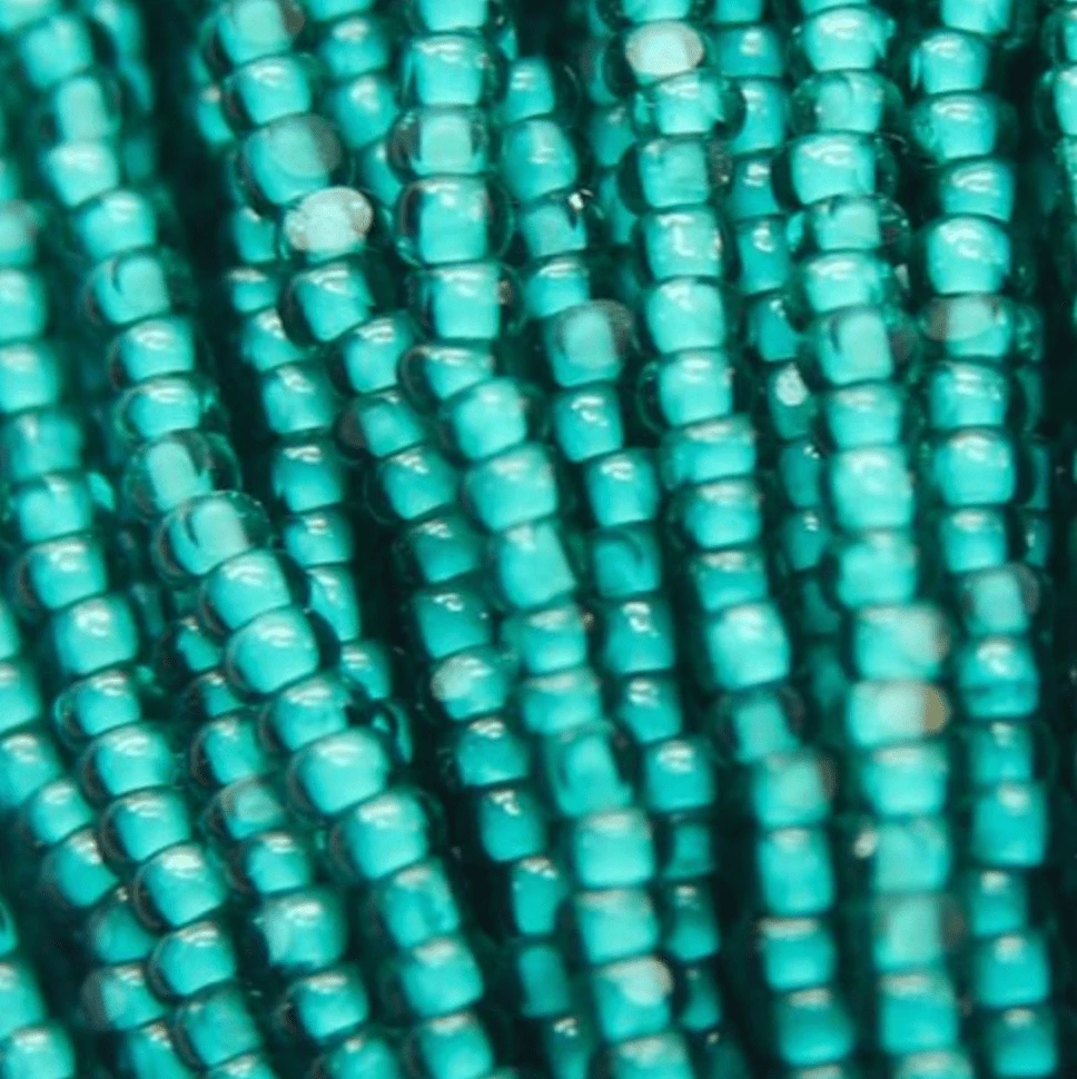 11/0 Charlotte Cut Seed Bead- White Lined Teal Aqua *10g Hank* Charlotte Cut Seedbeads