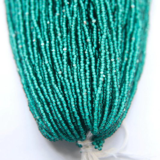 11/0 Charlotte Cut Seed Bead- White Lined Teal Aqua *10g Hank* Charlotte Cut Seedbeads