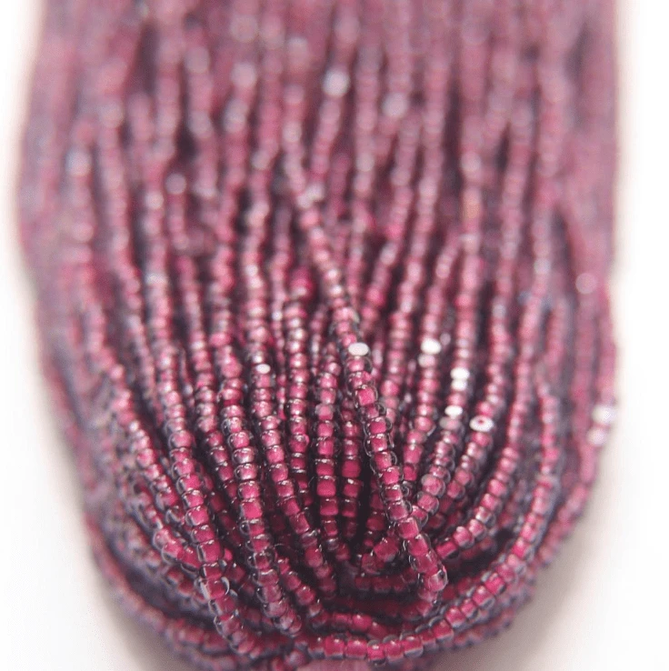 11/0 Charlotte Cut SHEEN India Seed Bead- Black Diamond Neon Pink Lined *10g Hank* Charlotte Cut Seedbeads