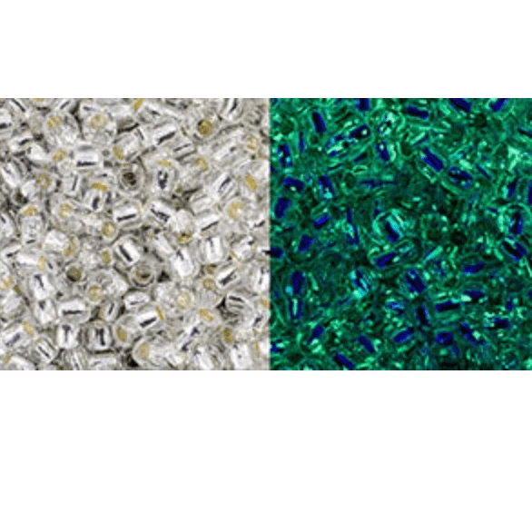 TOHO 11/0 TOHO Seed Beads 11/0 TOHO Japanese Seedbeads, GLOW IN DARK - Crystal Silver Lined - Glow Green 5.2g
