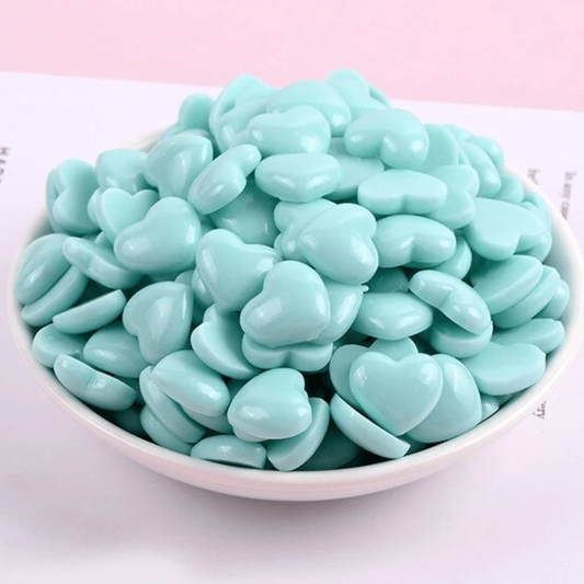 Sundaylace Creations & Bling Art & Crafting Materials 11*13mmm White/Pink/Blue Glossy Hearts, Glue on, Resin Gems