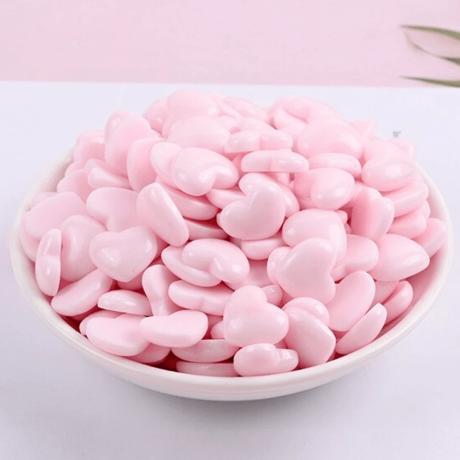 Sundaylace Creations & Bling Art & Crafting Materials 11*13mmm White/Pink/Blue Glossy Hearts, Glue on, Resin Gems