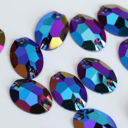 Sundaylace Creations & Bling Resin Gems 11*16mm Oval / Amethyst AB Dark Amethyst AB Oval, 11*16mm and 18*25mm, Sew on, Black AB Resin Gem