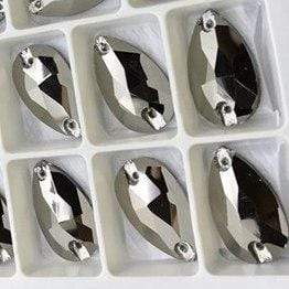 Sundaylace Creations & Bling Glass Gem 11*18mm & 13*22mm Silver Jet Hematite *Metallic Finish* Teardrop, Glass Gems