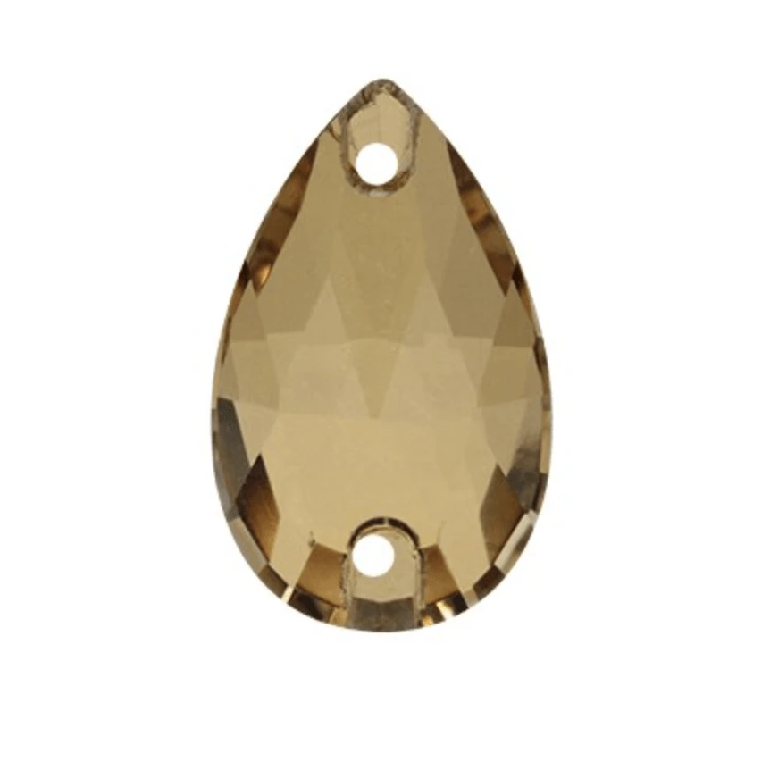 Sundaylace Creations & Bling Fancy Glass Gems 11*18mm- Smokey Topaz 11*18mm & 13*22mm Smoky Topaz-Gold Teardrop, Sew on, Grade AAAA, Fancy Glass Gem