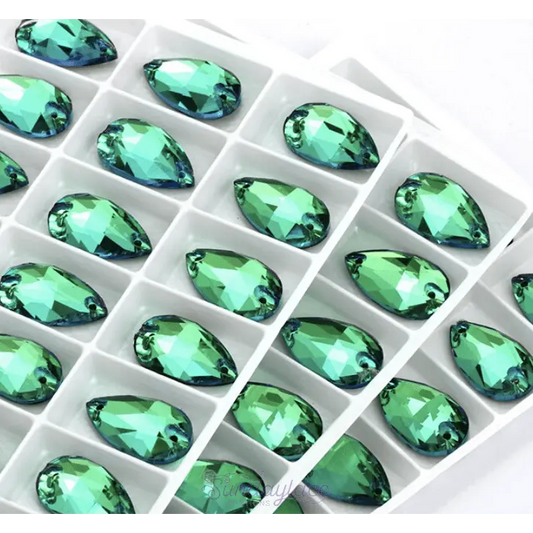 Sundaylace Creations & Bling Fancy Glass Gems 11*18mm Teal Flame Sphinx, Sew on, Fancy Glass Gems