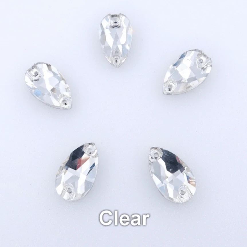 Glass Gems Glass Gems 11*18mm Crystal Clear Glass Teardrop, sew on, Glass Gem