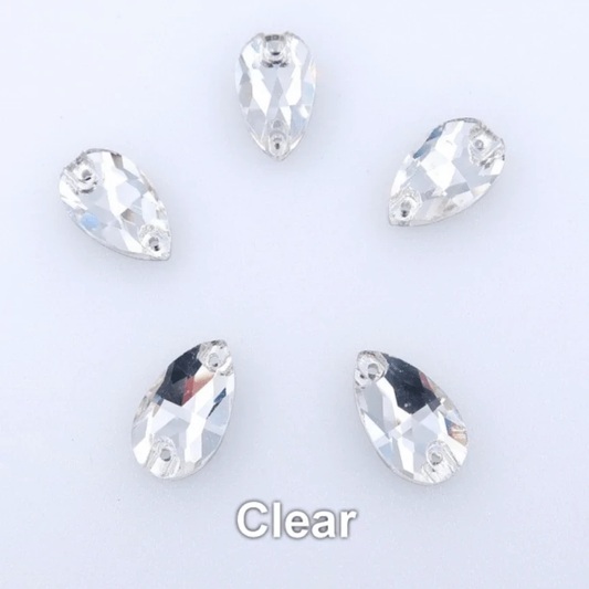 Glass Gems Glass Gems 11*18mm Crystal Clear Glass Teardrop, sew on, Glass Gem