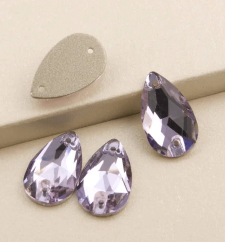 Fancy Glass Gems Fancy Glass Gems 11*18mm Light Purple K9 High Quality Glass Teardrop, sew on, Fancy Glass Gem