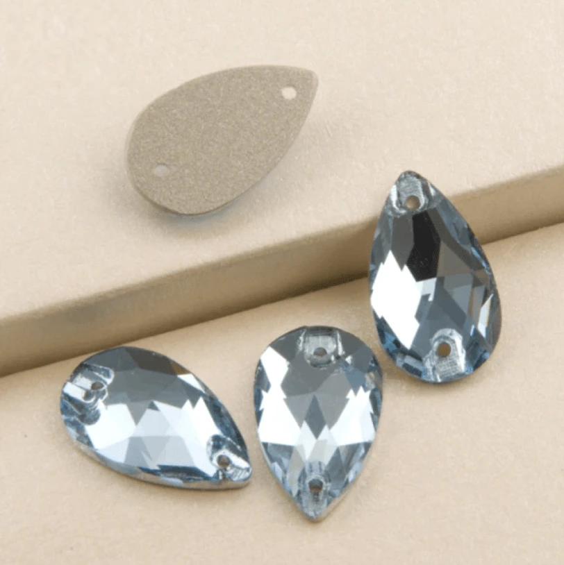 Fancy Glass Gems Fancy Glass Gems 11*18mm Light Sapphire Aqua Teardrop, Sew on, Fancy Glass Gems
