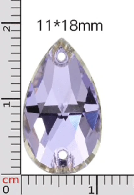 Sundaylace Creations & Bling Fancy Glass Gems 11*18mm 11*18mm or 13*22mm Vitrail Light *Light Purple* Teardrop, Sew On, Fancy Glass Gem